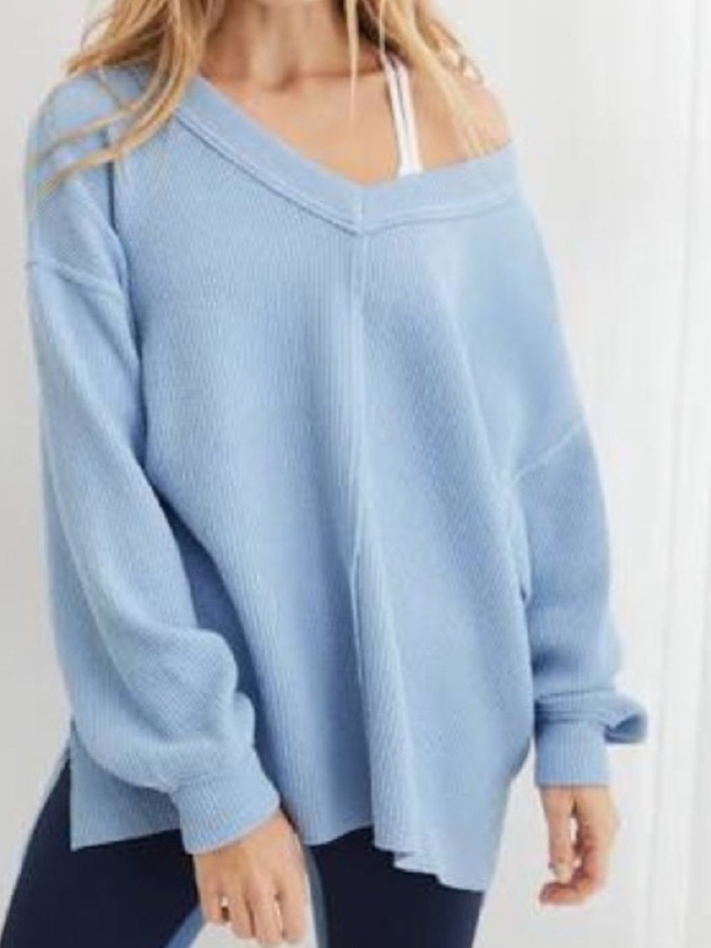 Aerie Wonder Textured V-Neck Sweatshirt